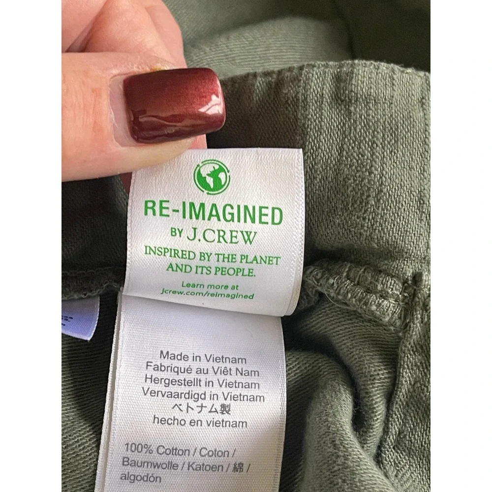 J. Crew Utility‎ Pants Women's 8 Green Drawstring Elastic Waist Straight Leg
